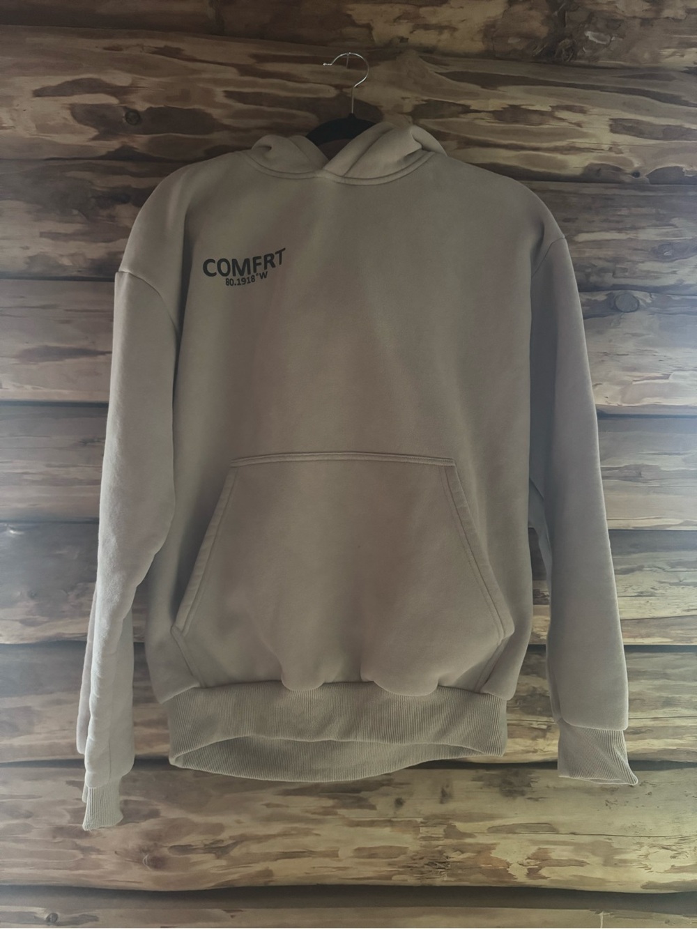COMFRT Men's Beige Pullover Hoodie